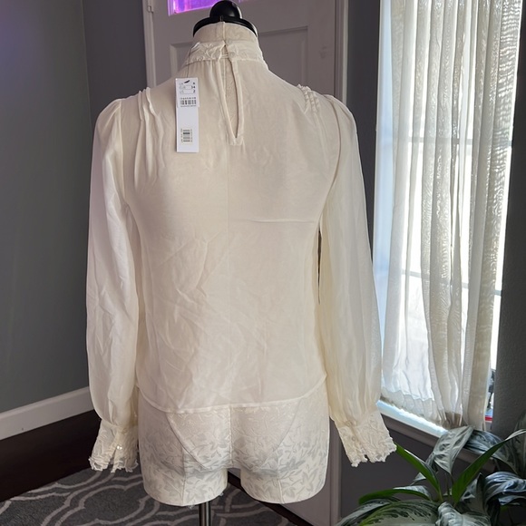 Topshop Sheer Long Sleeve Embroidery Top - Picture 6 of 9